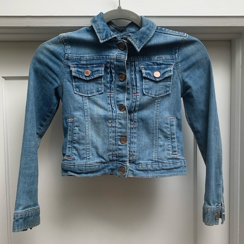🇨🇦🍁💥HPx@2💥 Gap 1969 Distressed Cropped Girls Jean Jacket Sz M🇨🇦🍁